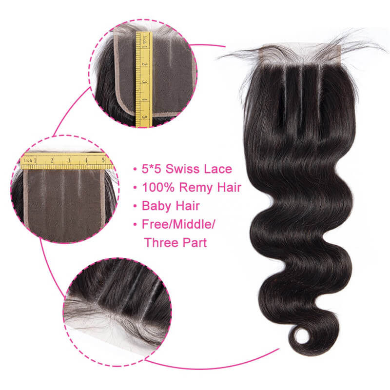 5x5 Hair Closure Body Wave 8-20Inch